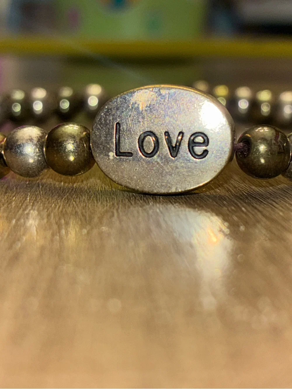 Love Beaded Bracelet in Metallic Tones - Women's Jewelry